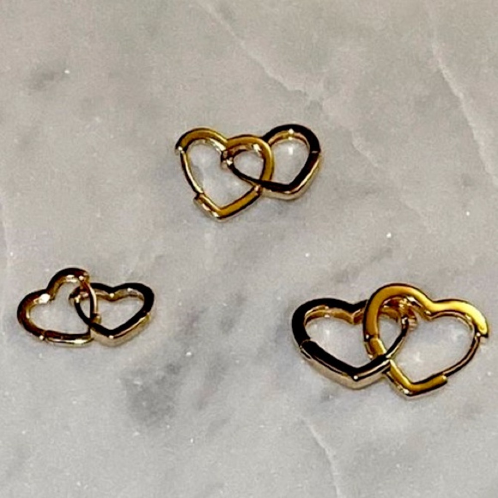 gold 18 plated heart earrings